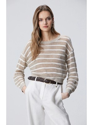 Network Limited Stone Openwork Metallic Knit Sweater