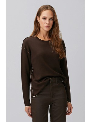Network Dark Brown Double-Face Long Sleeve Sweater