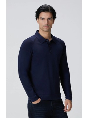 Network Navy Polo Collar Knit Sweater