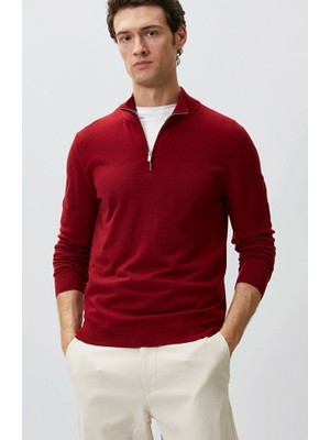 Network Burgundy Zippered Knit Sweater