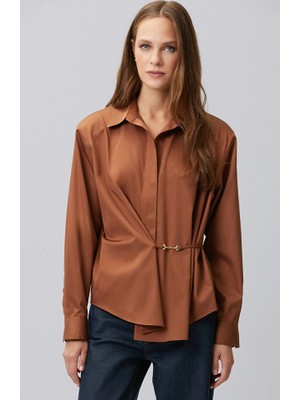 Network Limited Cinnamon Accessory Detail Oversize Shirt