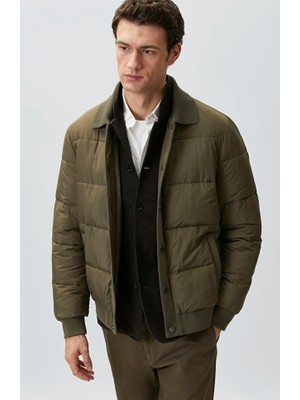 Network Khaki Polo Collar Snap Button Jacket