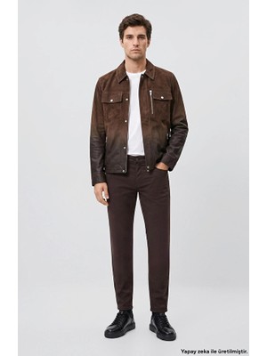 Network Dark Brown Dobby Pattern Casual Trousers