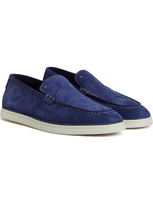 Network Navy Saddle Stitch Detail Men's Leather Loafers