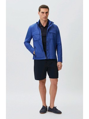 Network Slim Fit Navy Zipper Detail Knit Shorts
