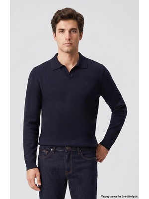 Network Navy Polo V-Neck Sweater
