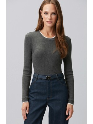 Network Two-Tone Long Sleeve Knit Top