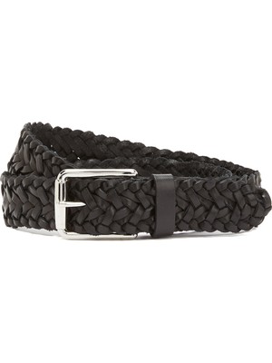 George Hogg Black Braided Texture Men's Leather Belt