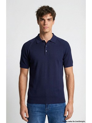 Network Navy Polo Collar Knit Sweater