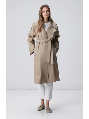Network Light Beige Belted Trench Coat