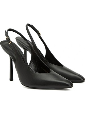 Network Black Leather Heeled Shoes