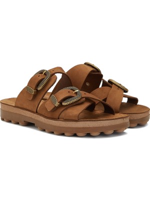 Divarese Dıvarese Tan Women's Casual Comfort Nubuck Slides