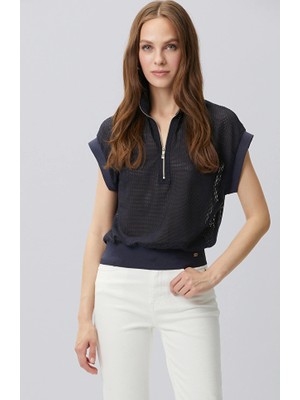 Network Indigo Mesh Look Sweatshirt