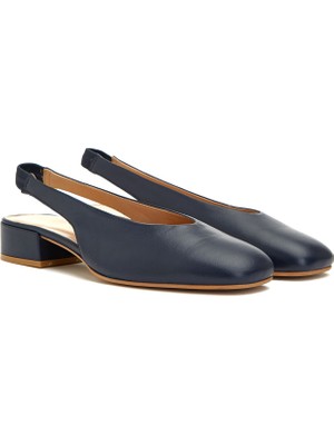 George Hogg Navy Casual Comfort Leather Ballet Flats