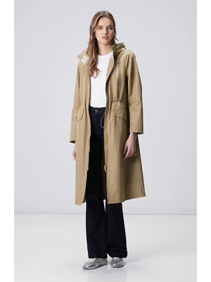 Network Beige Hooded Trench Coat
