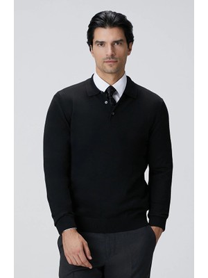 Network Black Wool Blend Knit Sweater