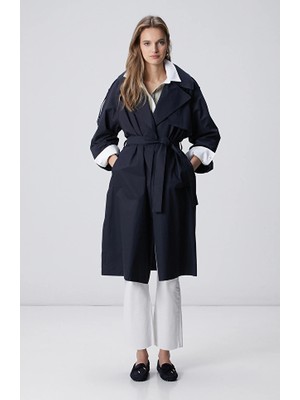 Network Navy Belted Trench Coat