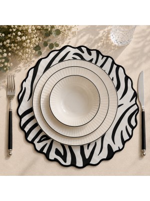 Desivo Zebra Desenli Premium Suni Deri Amerikan Servis Takımı - Kolay Silinebilir Supla