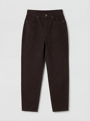 Lc Waikiki Yeni Sezon Kahverengi Büyük Beden Mom Fit Kadın Jean Pantolon