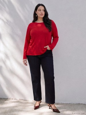 Lc Waikiki Yeni Sezon Lacivert Büyük Beden Straight Fit Kadın Jean Pantolon