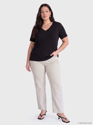 Lc Waikiki Yeni Sezon Gri Büyük Beden Straight Fit Kadın Jean Pantolon