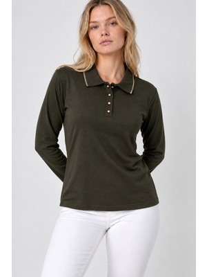 Etki Moda Kadın Polo Yaka Merserize Triko Bluz