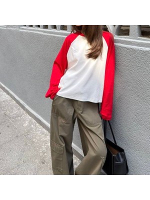 Butik Kolları Renk Geçişli Oversize Basic BLUZ(%100 Pamuk)