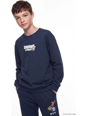 Lc Waikiki Yeni Sezon Lacivert Brawl Stars Baskılı Erkek Çocuk Sweatshirt
