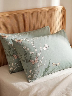 Lc Waikiki Yeni Sezon Karışık Çiçek ve Kelebek Desenli Yastık Kılıfı 2'li 50X70 cm