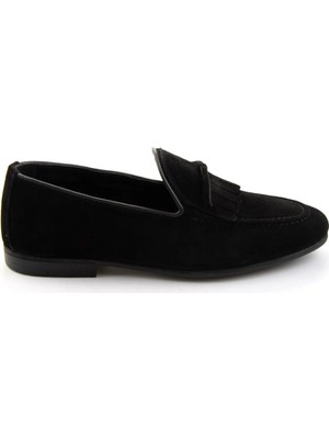 Bambi Black Genuine Leather Men's Loafers E01594034702