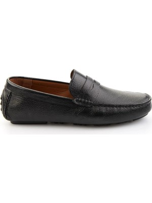 Bambi Black Genuine Leather Men's Loafers E01547009740