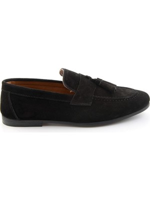 Bambi Black Genuine Leather Men's Loafers E01594456502