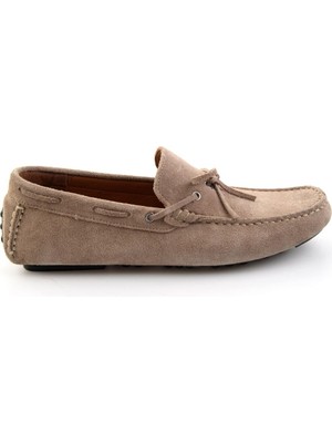 Bambi Beige Genuine Leather Men's Loafers E01547009902
