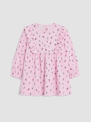 Lc Waikiki Yeni Sezon Pembe Çiçekli Fırfırlı Kız Çocuk Elbise