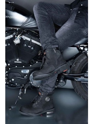 Harley Davidson Harley Davıdson Black Genuine Leather Men's Boots & Booties HD1777009801