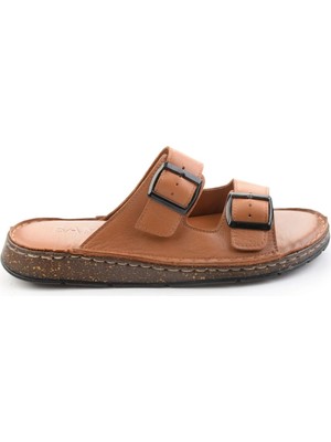 Bambi Tan Genuine Leather Men's Slippers E04433011603