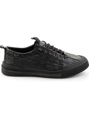 Bambi Black Genuine Leather Men's Sneakers E01900251044