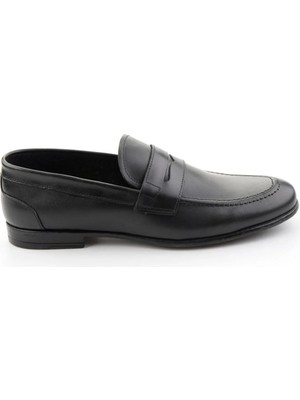 Bambi Black Genuine Leather Men's Loafers E01549024403