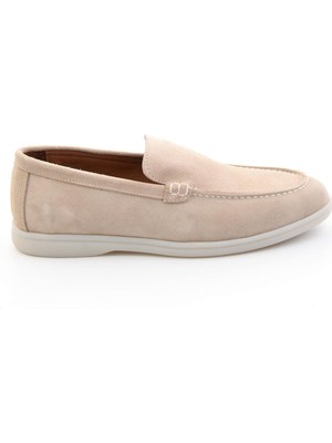 Bambi Beige Genuine Leather Men's Loafers E01079010102