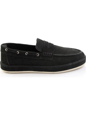 Bambi Black Genuine Leather Men's Loafers E01698090201