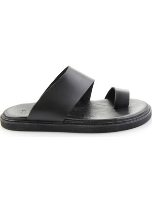 Bambi Black Genuine Leather Men's Slippers E04557261103