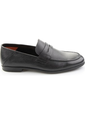 Bambi Black Genuine Leather Men's Loafers E01648367040