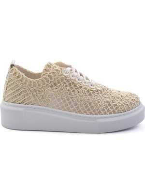 Bambi Beige Genuine Leather Women's Sneakers K01303018716
