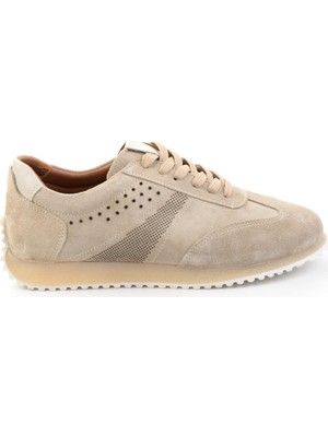 Bambi Beige Genuine Leather Men's Sneakers E01811042702