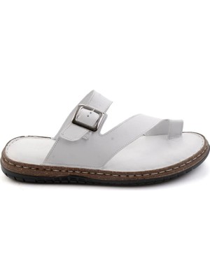 Bambi White Genuine Leather Men's Slippers E04804070803