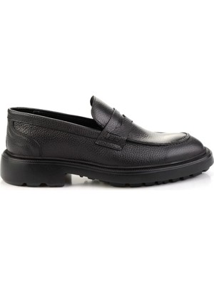 Bambi Black Genuine Leather Men's Loafers E01054200440