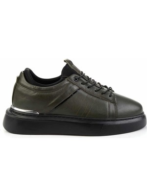 Bambi Khaki Genuine Leather Men's Sneakers E01082010403