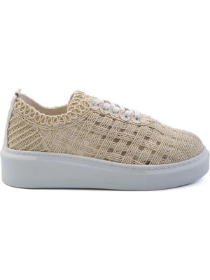 Bambi Beige Genuine Leather Women's Sneakers K01303018616