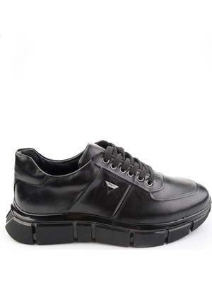 Bambi Black Genuine Leather Men's Sneakers E01736060141