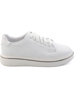 Bambi White Genuine Leather Men's Sneakers E01595142043